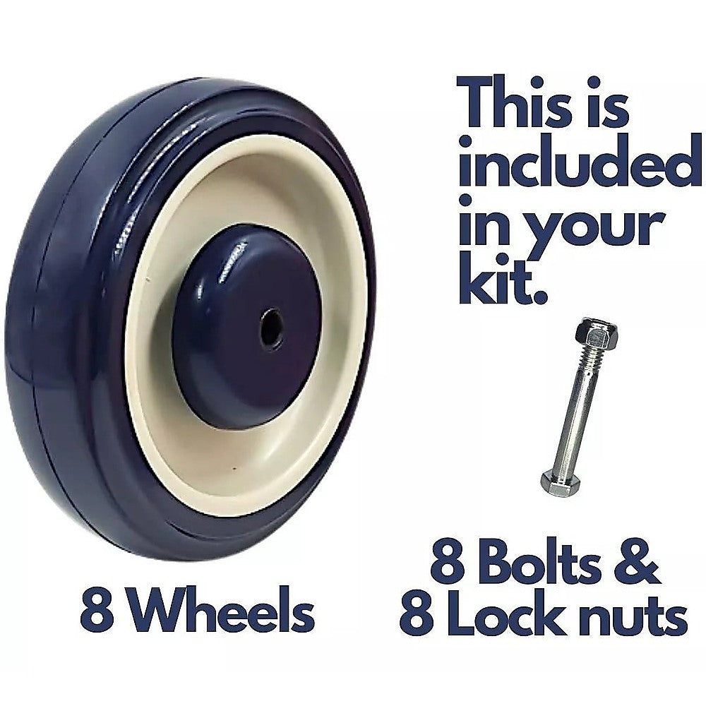 8 x 5" Diameter Wheels Nuts and Bolts included