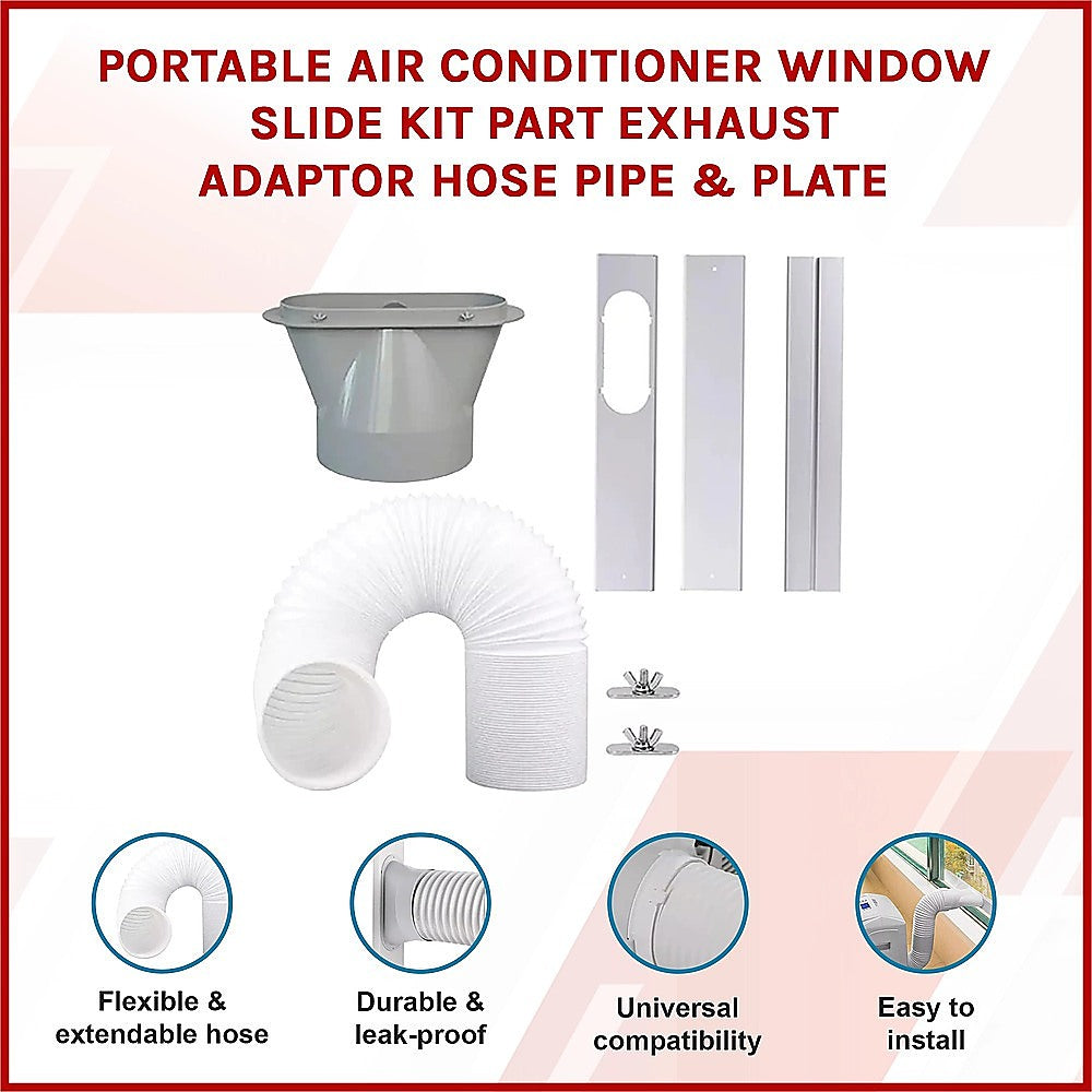 Portable Air Conditioner Window Slide Kit Part Exhaust Adaptor Hose Pipe & Plate