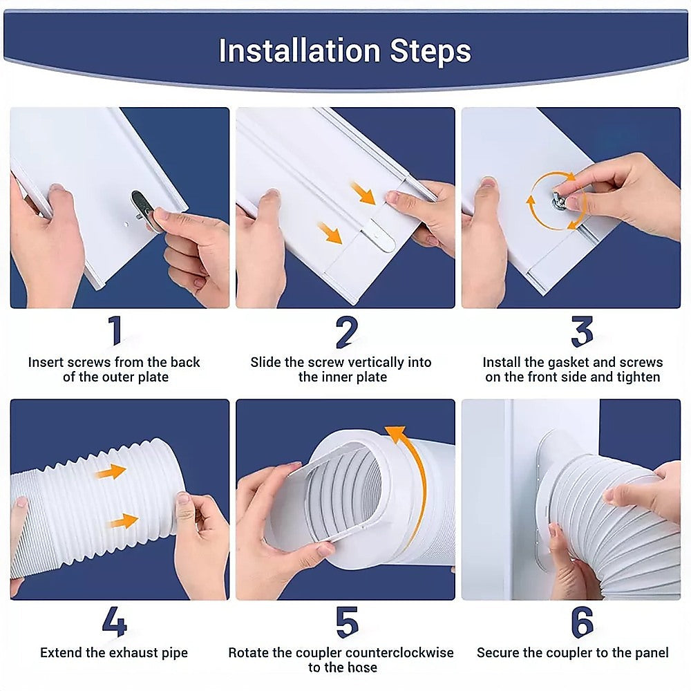 Portable Air Conditioner Window Slide Kit Part Exhaust Adaptor Hose Pipe & Plate