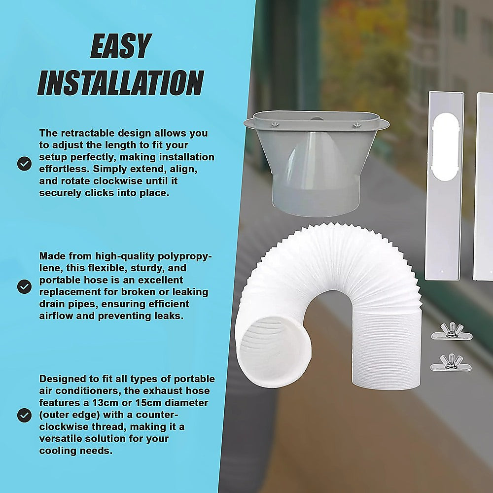 Portable Air Conditioner Window Slide Kit Part Exhaust Adaptor Hose Pipe & Plate