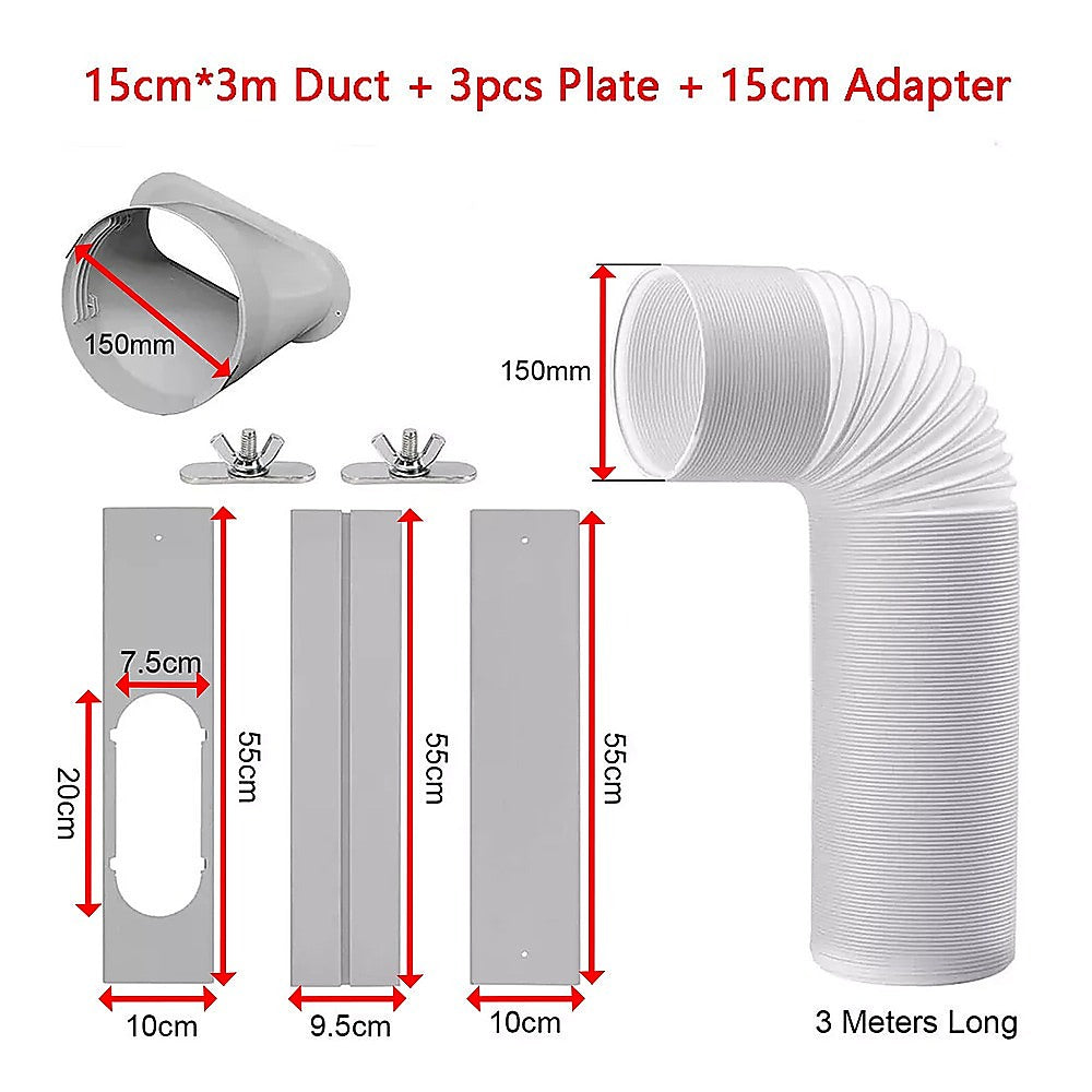 Portable Air Conditioner Window Slide Kit Part Exhaust Adaptor Hose Pipe & Plate