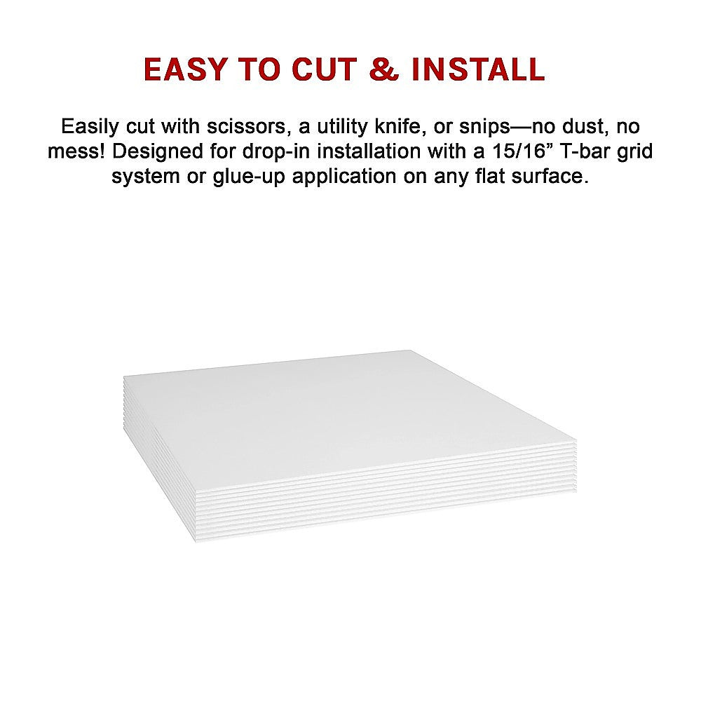 12x Smooth Drop Ceiling Tile 2ft x 2ft PVC Ceiling Panel