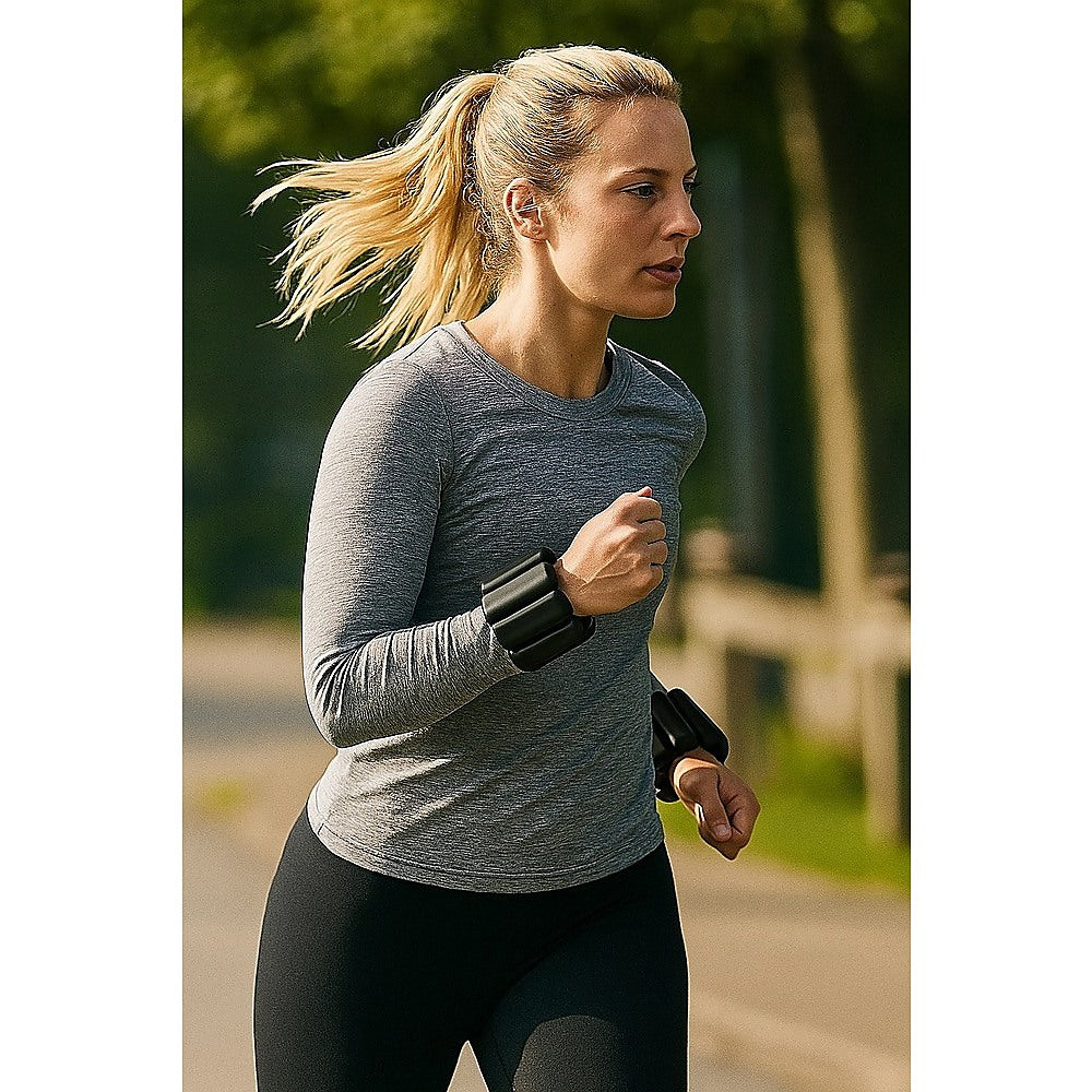 2-Piece Ankle & Wrist Weights – 1kg Pair Adjustable Workout Bangles (Black)