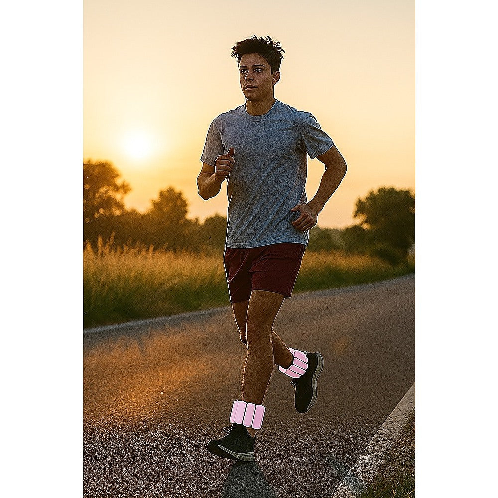 2-Piece Ankle & Wrist Weights – 2kg Pair Adjustable Workout Bangles (Pink)