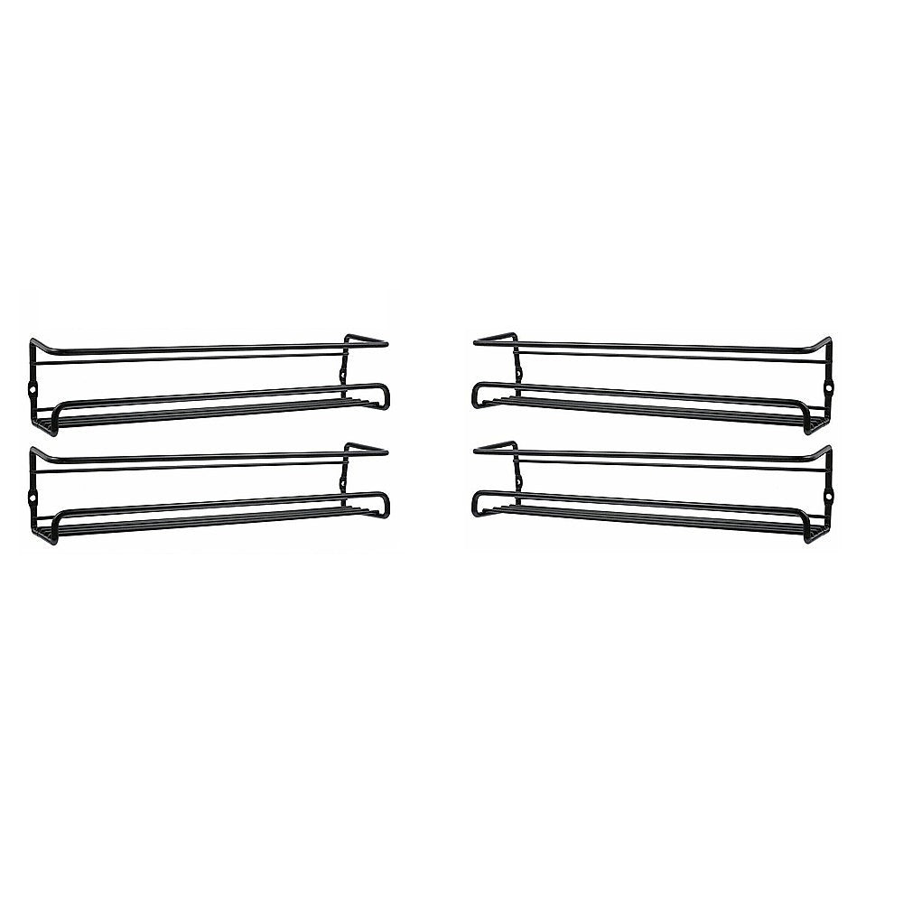4pc Black Stainless Steel Wall Spice Rack – Kitchen Storage Shelf Set