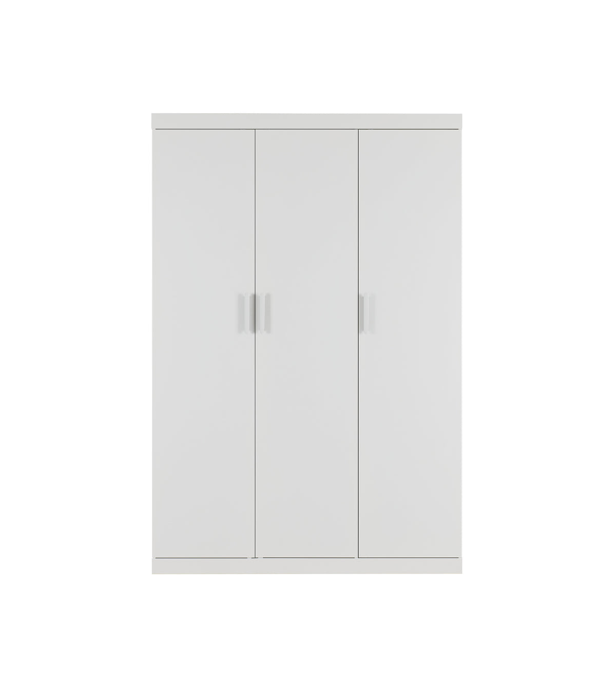 3 Door White Gloss Wardrobe – White Handles, Hanging Rail & Shelves
