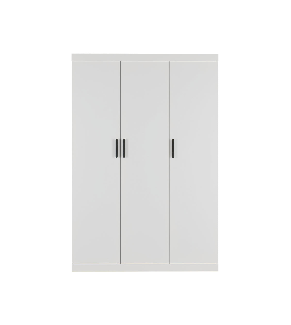 3 Door White Gloss Wardrobe – Black Handles, Hanging Rail & Shelves