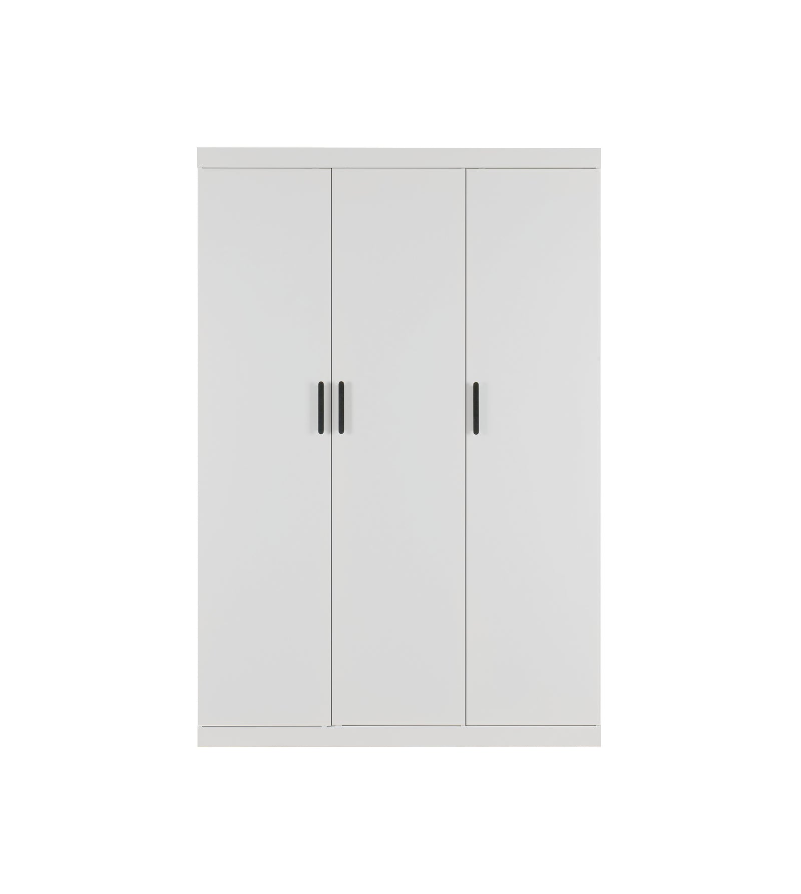 3 Door White Gloss Wardrobe – Black Handles, Hanging Rail & Shelves