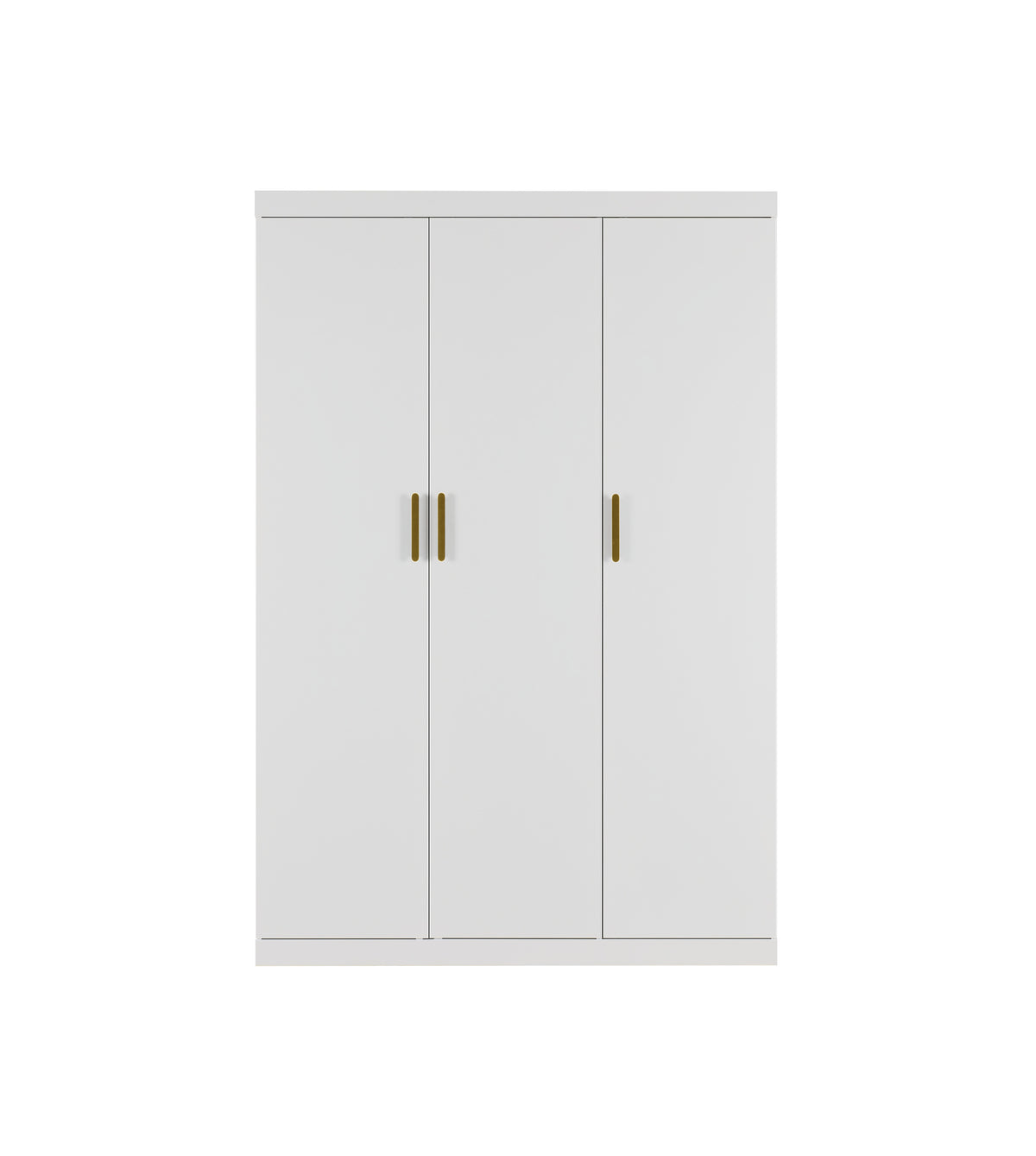 3 Door White Gloss Wardrobe – Gold Handles, Hanging Rail & Shelves