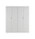 4 Door Wardrobe in White Gloss – Hanging Rail, Shelves & White Handles