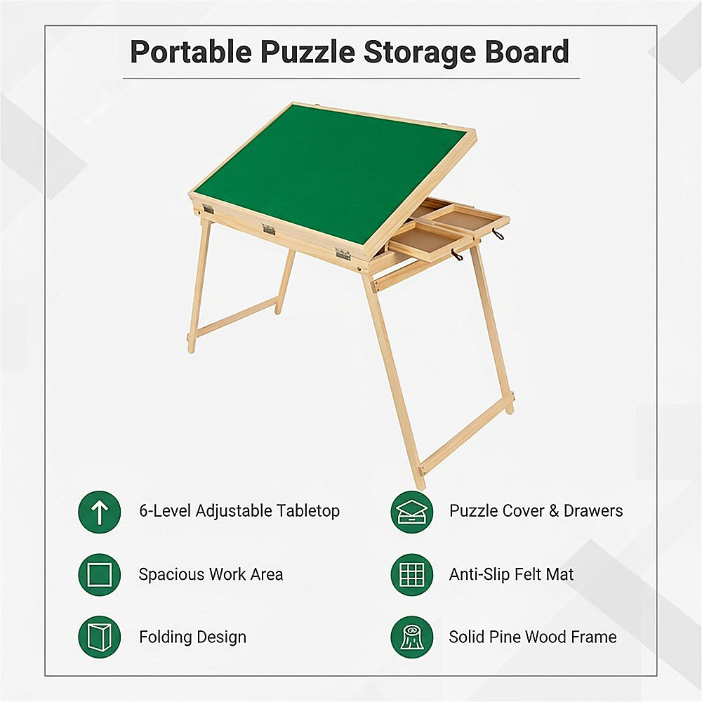 1500-Piece Jigsaw Puzzle Table with Folding Legs – Portable Puzzle Storage Board
