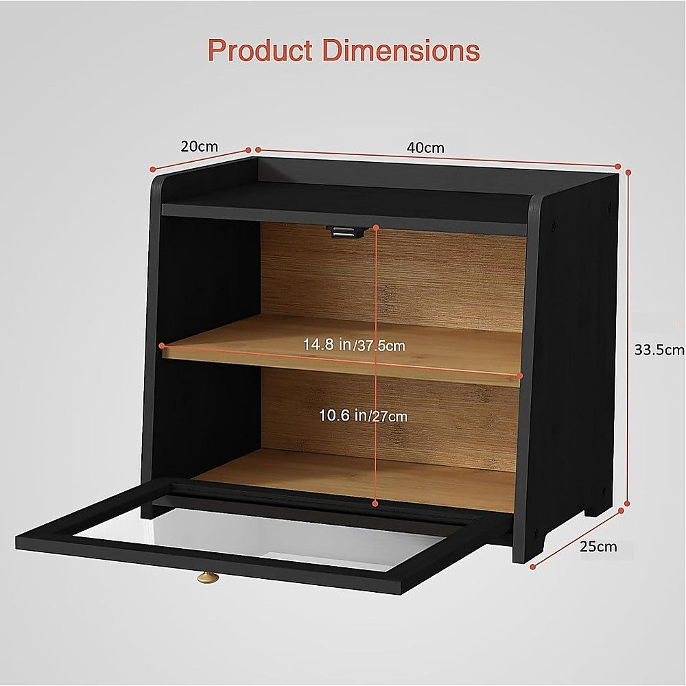 Black Bread Box – Large Kitchen Countertop Bread Storage