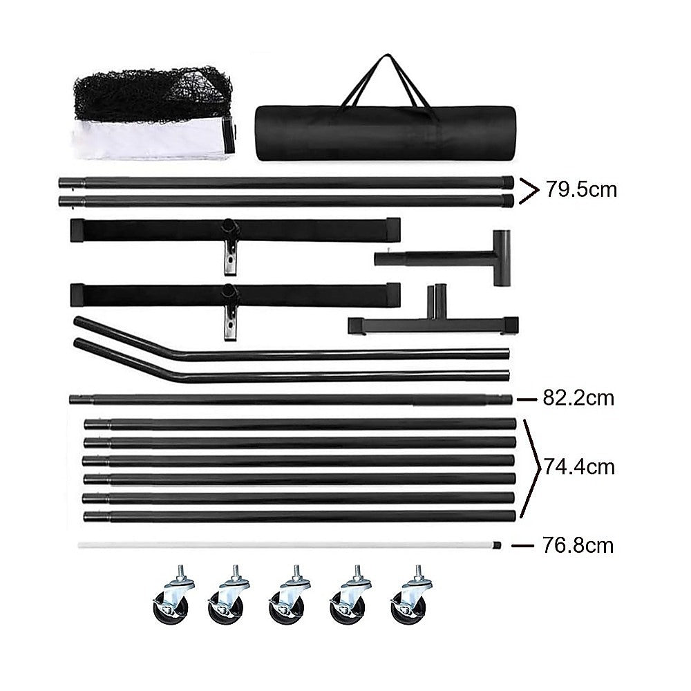 Portable 6.7m Pickleball Net Set – Heavy Duty Metal Frame with Wheels