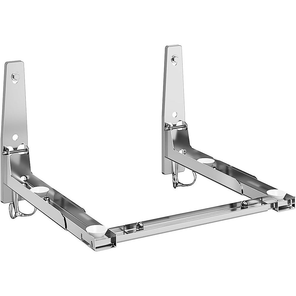 Stainless Steel Microwave Oven Wall Mount Bracket – Adjustable Shelf with Removable Hooks