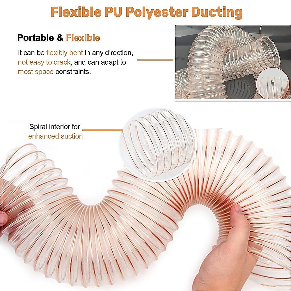 2m PU Flexible Ducting Hose – Clear Ventilation & Dust Extraction Tube for Woodworking & Fume Control