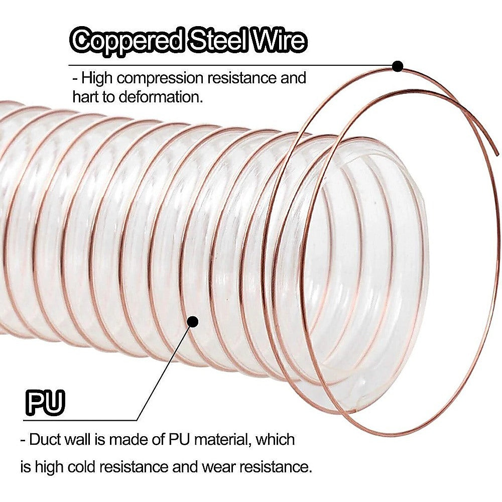 2m PU Flexible Ducting Hose – Clear Ventilation & Dust Extraction Tube for Woodworking & Fume Control