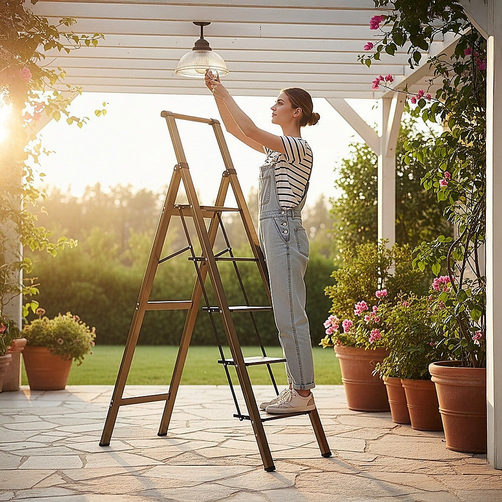 5 Step Ladder – Foldable Lightweight Aluminium with Anti-Slip Pedals
