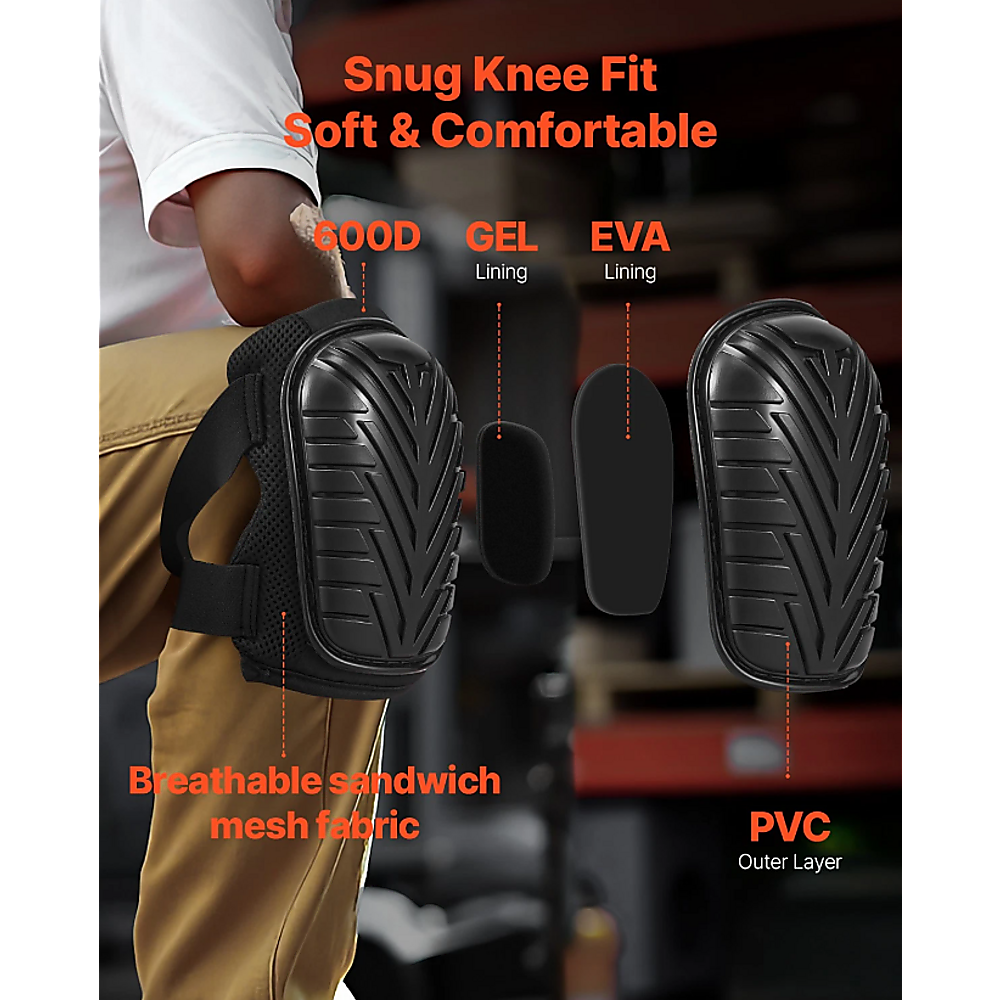 Heavy Duty Work Knee Pads – Construction Safety Pads with Soft Foam & Gel Cushion for All-Day Comfort