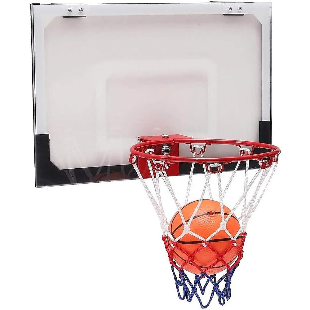 Indoor Mini Basketball Hoop Set – Door Mounted Backboard Kit with Ring and Ball for Kids
