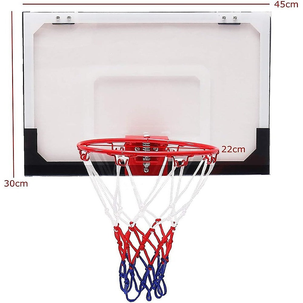 Indoor Mini Basketball Hoop Set – Door Mounted Backboard Kit with Ring and Ball for Kids