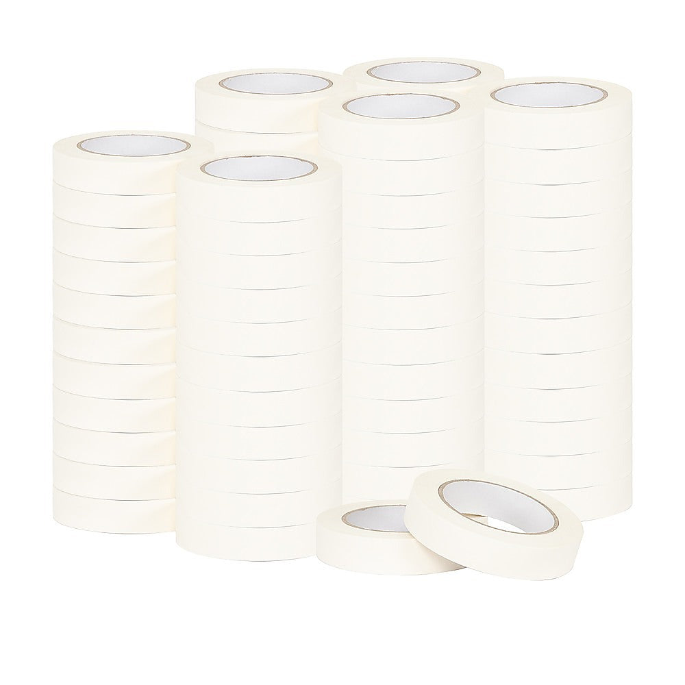 72 x White Masking Tape Rolls – 24mm x 50m Painters Adhesive Tape for Painting