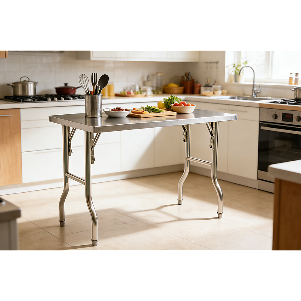 Stainless Steel Kitchen Bench Folding Commercial Prep Work Table 122x61cm