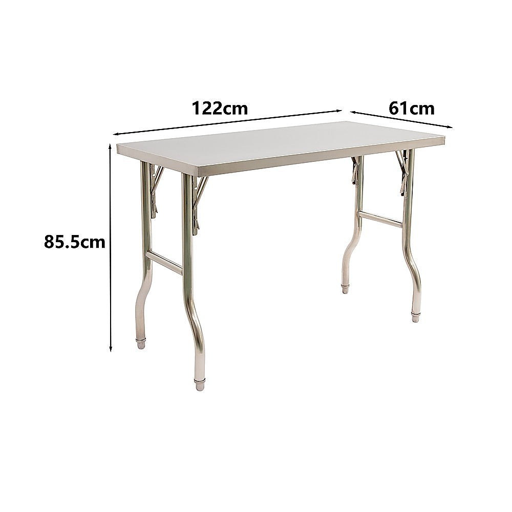 Stainless Steel Kitchen Bench Folding Commercial Prep Work Table 122x61cm