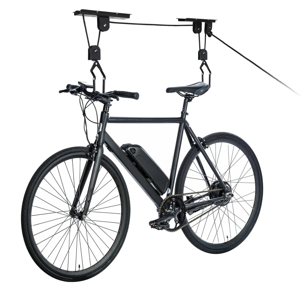 Heavy Duty Bike Hoist Pulley Lift – Garage Ceiling Bicycle Storage Rack w/ Lock