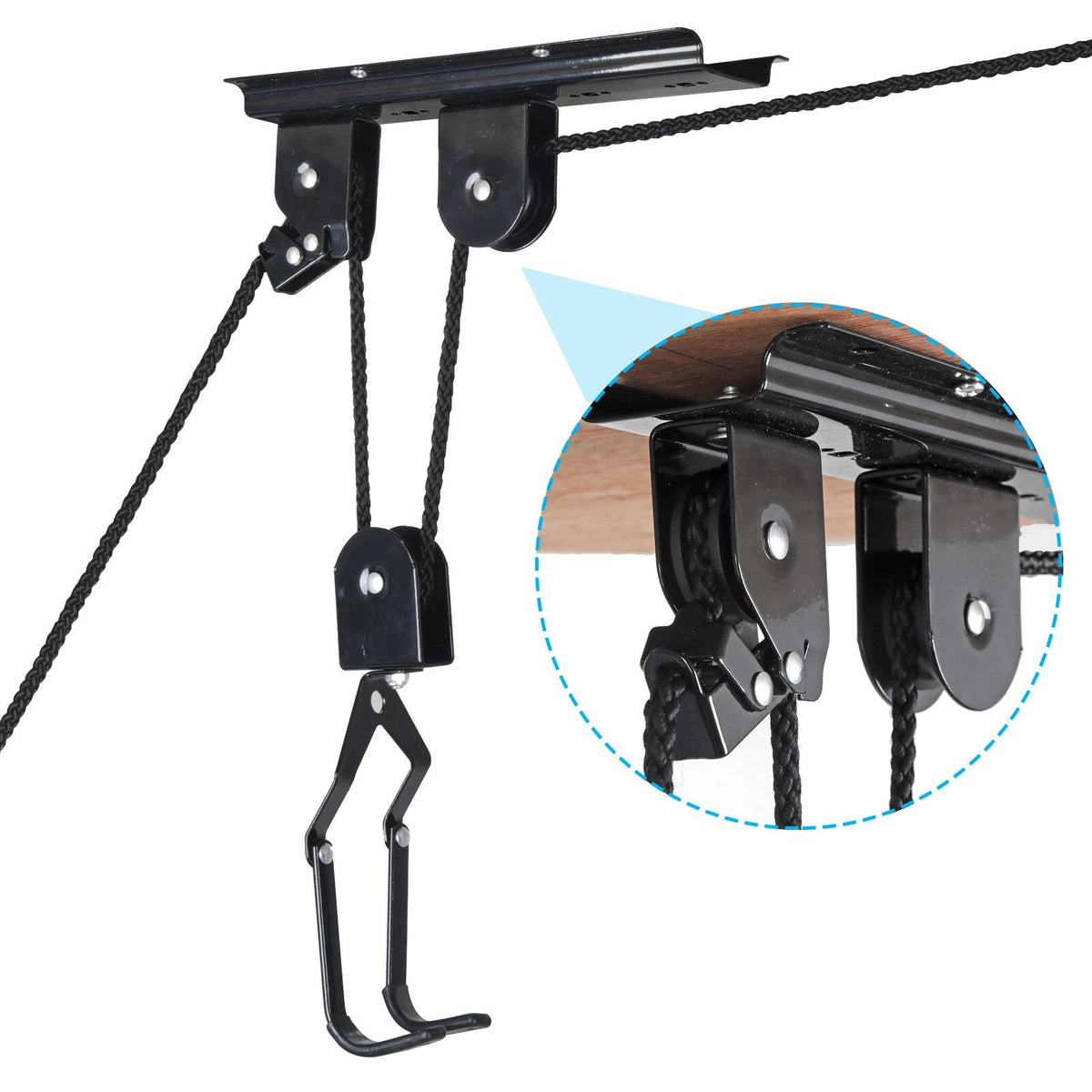 Heavy Duty Bike Hoist Pulley Lift – Garage Ceiling Bicycle Storage Rack w/ Lock