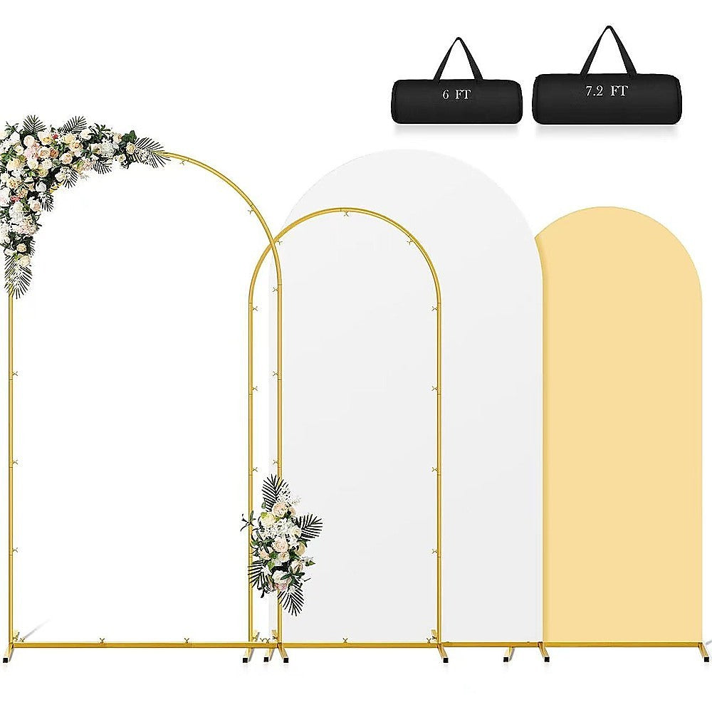 Arch Backdrop Stand with White &amp; Yellow Cover Set for Weddings Events