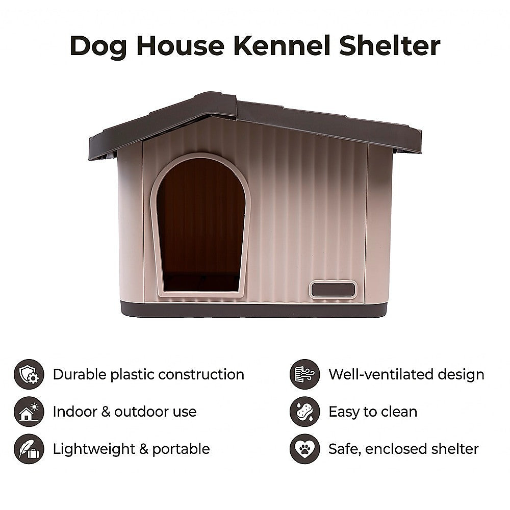 Plastic Dog House Kennel Shelter for Indoor & Outdoor Pets Weatherproof