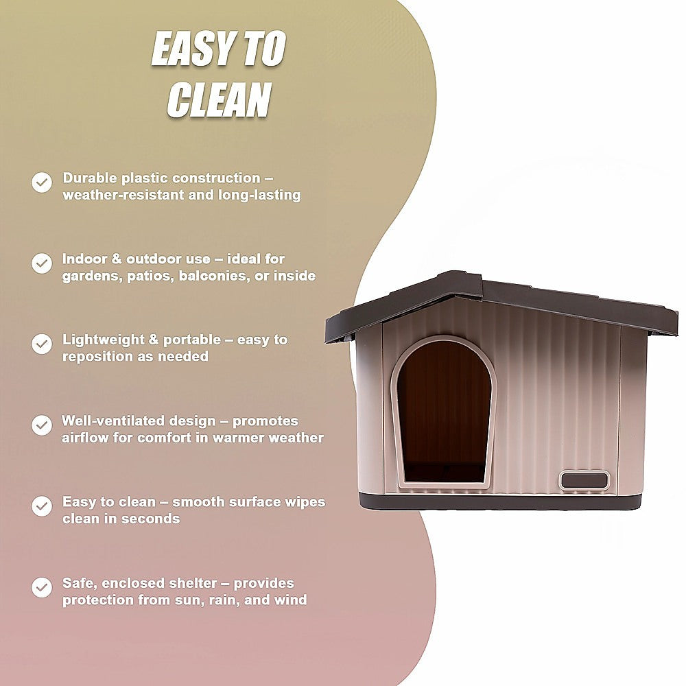 Plastic Dog House Kennel Shelter for Indoor & Outdoor Pets Weatherproof