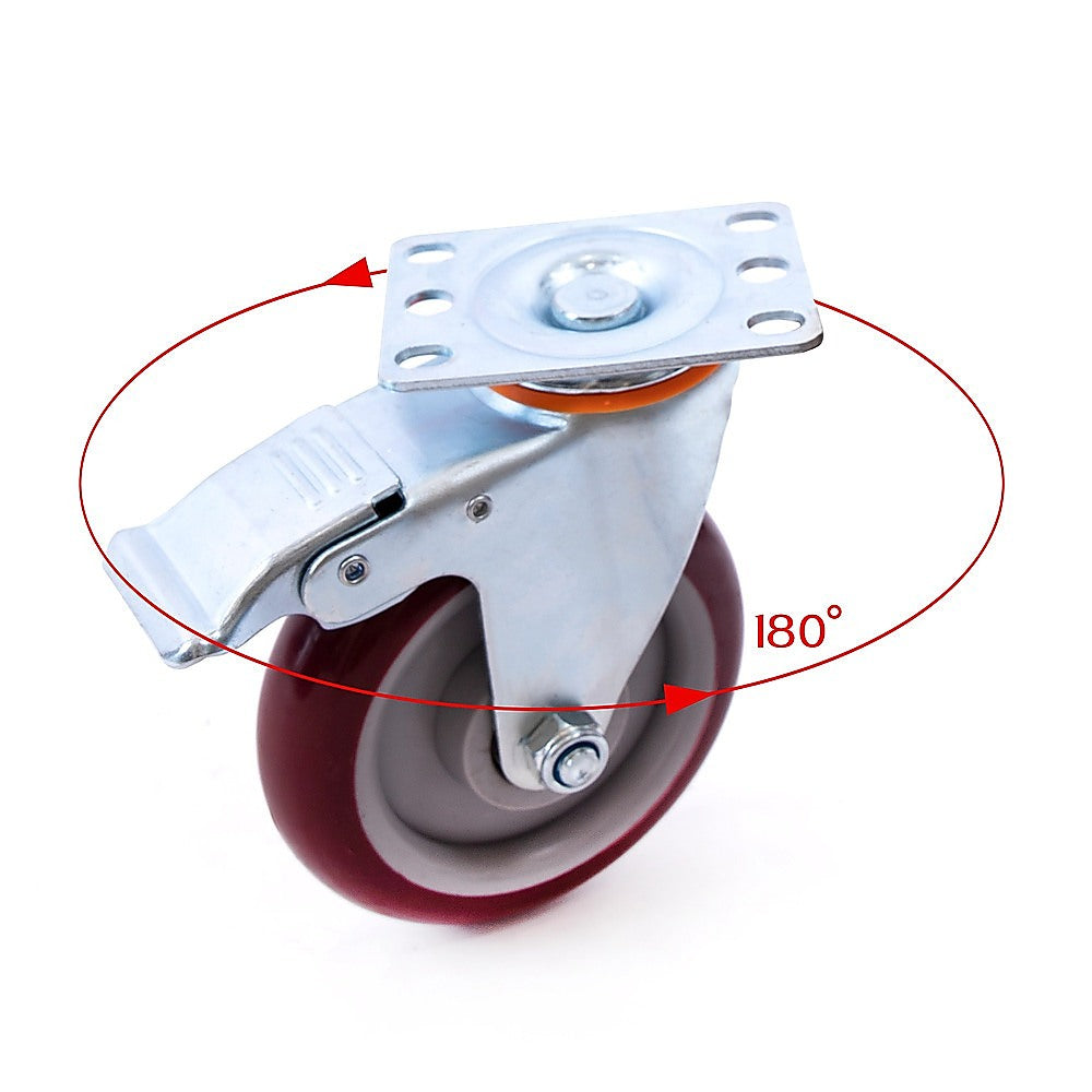 4 Pack 5 Inch Heavy Duty Locking Caster Wheels Swivel Plate Castors