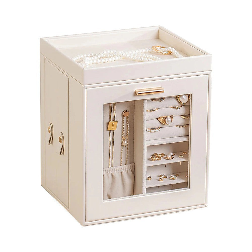 Rotating Organiser Box with Mirror Jewellery Storage for Dressing Table