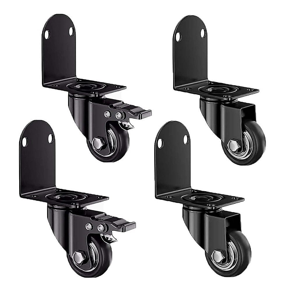 Side Mount Caster Wheels L-Shaped Heavy Duty Set of 4 PVC