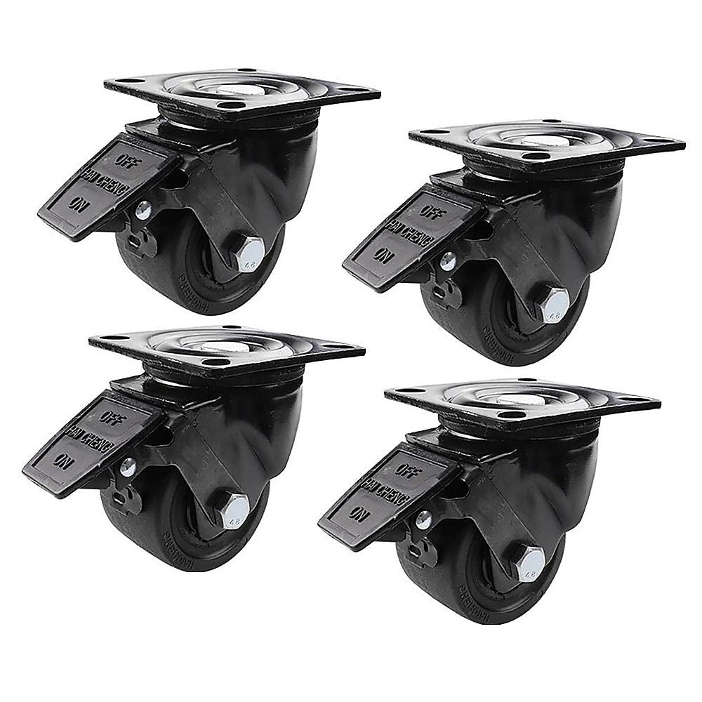 2.5 Inch Heavy Duty Nylon Castor Wheels Set 4 with Brake
