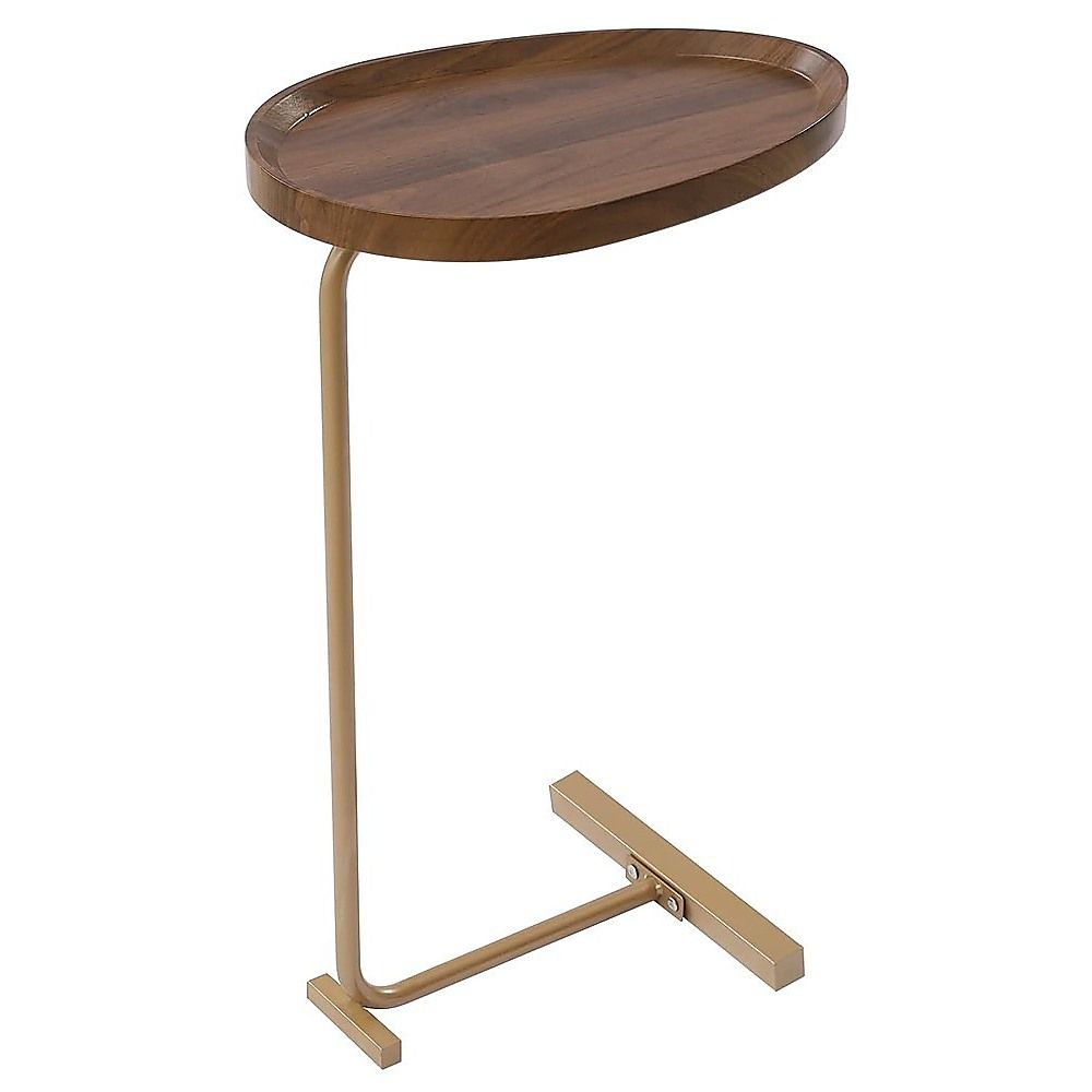 Modern Oval Side Table Gold Base Sofa End Table