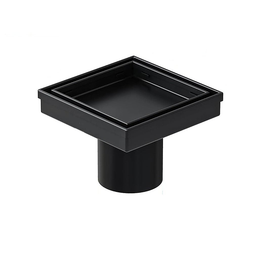 10x10cm Square Shower Drain with Removable Tile Insert Grate – Black 304 Stainless Steel, CUPC Certified for Modern Bathrooms