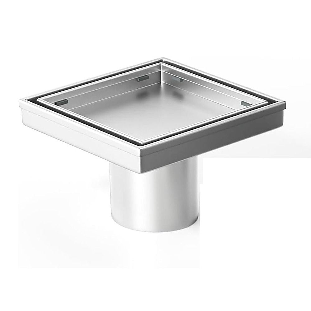 15x15cm Square Shower Drain with Removable Tile Insert Grate – Chrome 304 Stainless Steel, CUPC Certified for Modern Bathrooms