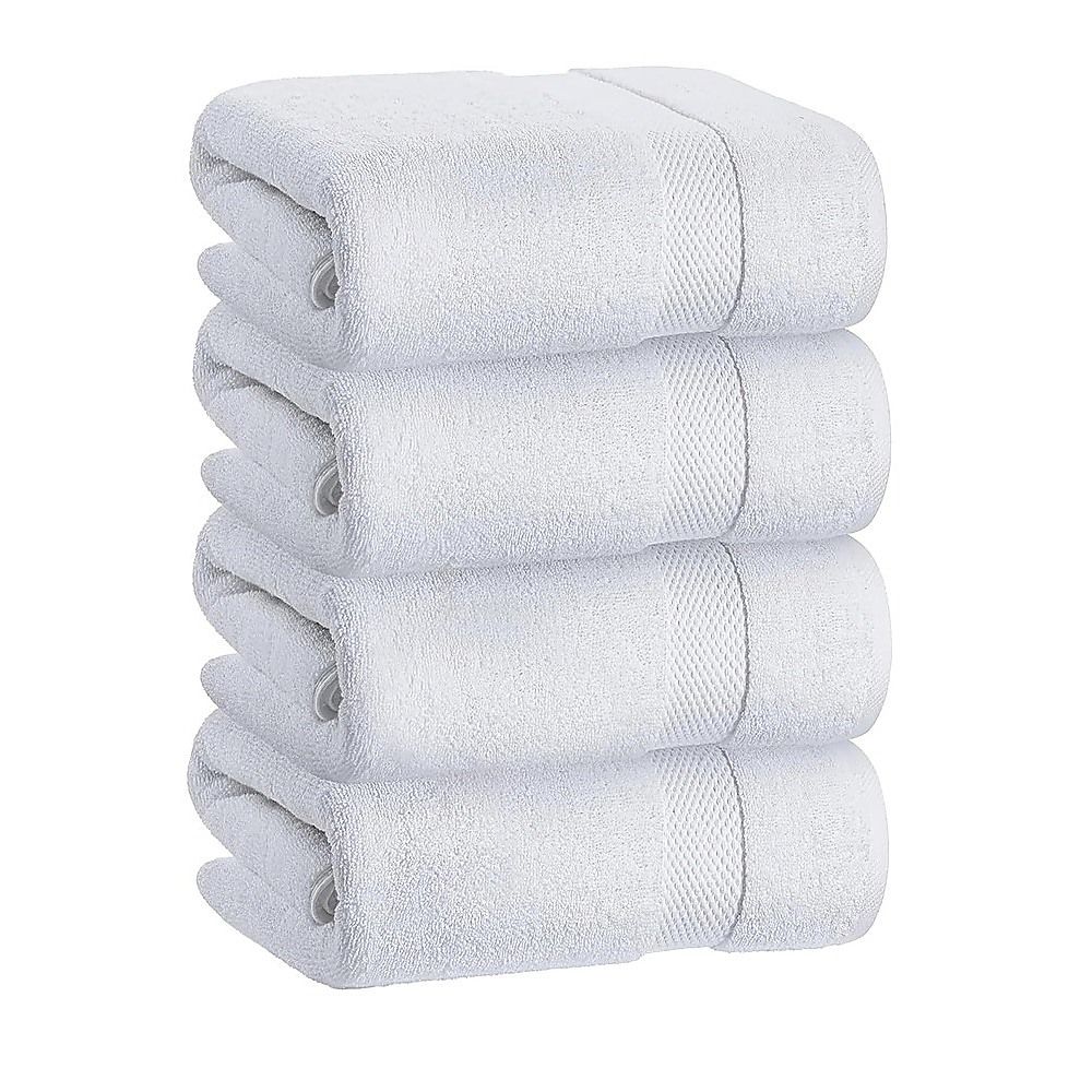 Bath Towels 700 GSM White Luxury Cotton Hotel Towel 27x54 4 Pack Super Absorbent Soft Drying Comfort