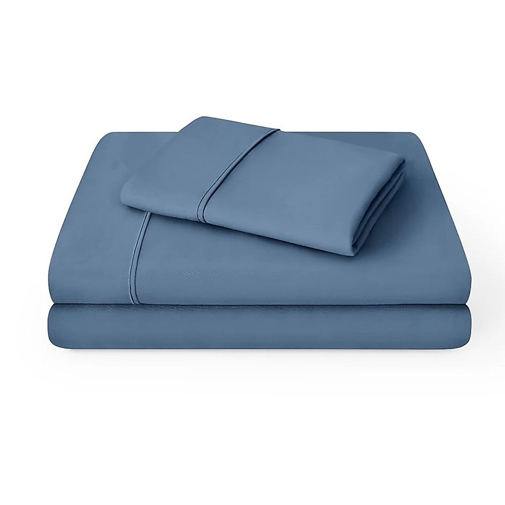 Microfiber Sheet Set 4 Piece Light Blue White Deep Pocket Bed Sheets Soft Breathable Easy Care Bedding