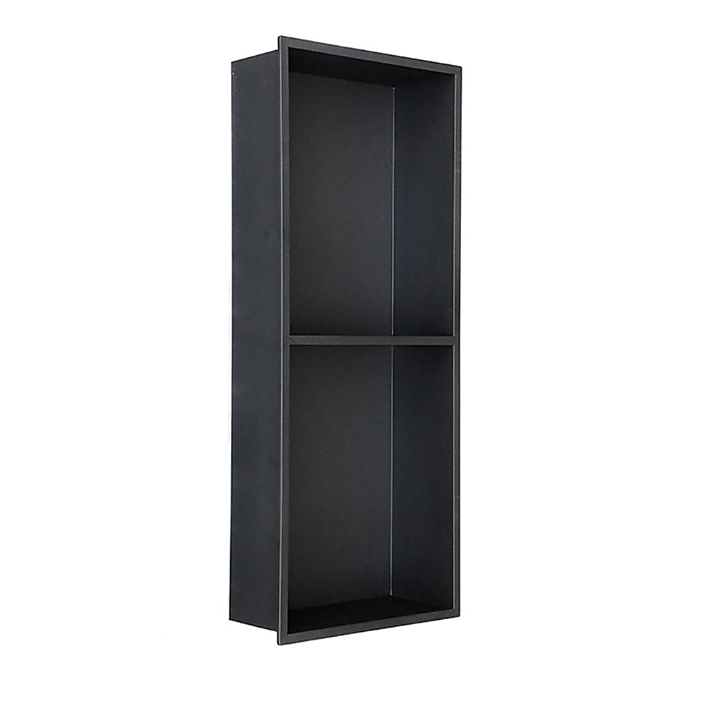 70x28cm Recessed Shower Niche Shelf 304 Stainless Steel No Tile Needed Bathroom Storage Wall Insert Black