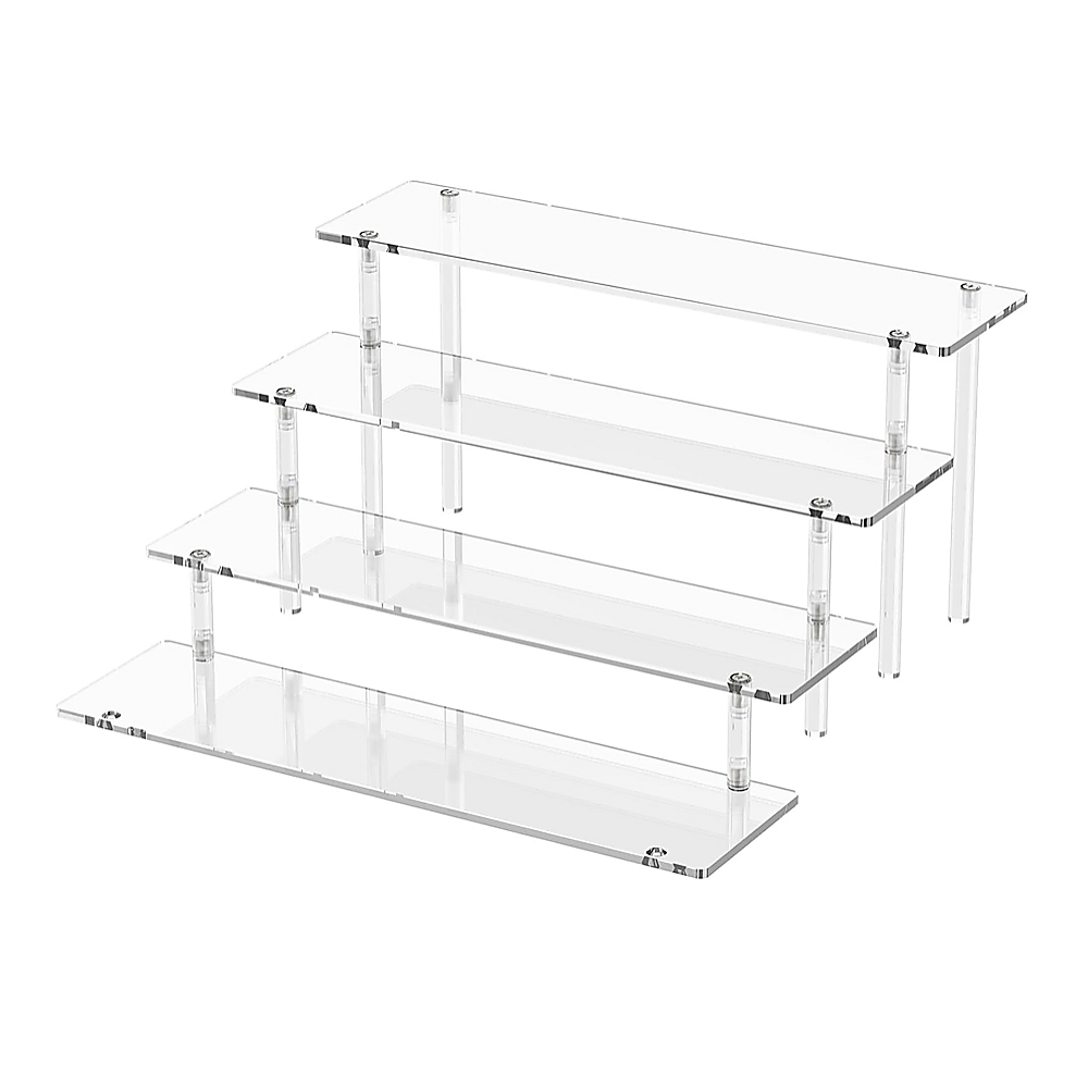 4 Tier Acrylic Display Risers Clear Perfume Organizer Stand Large Cupcake Display Shelf for Figures, Collectibles &amp; Party Decoration