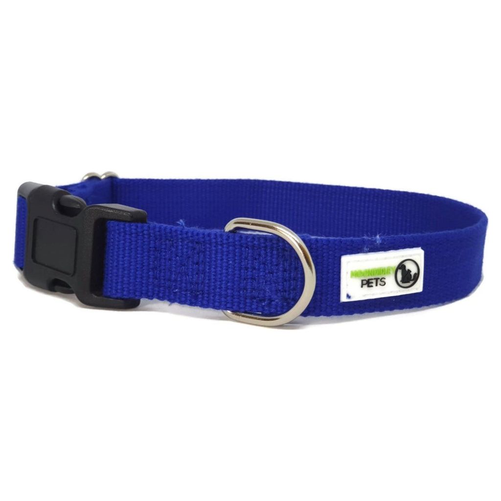 100% Pure Bamboo Fibre Dog Collar Plastic Buckle Large Navy