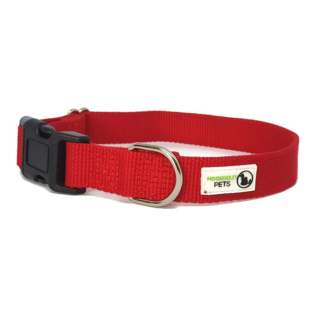 100% Pure Bamboo Fibre Dog Collar Plastic Buckle Large Red