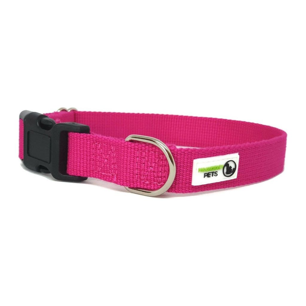 100% Pure Bamboo Fibre Dog Collar Plastic Buckle Medium Pink