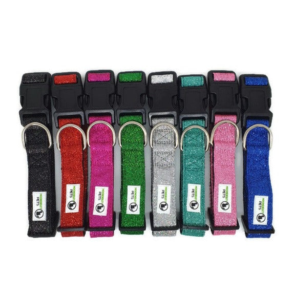 Bling Glitter Overlay Nylon Dog Collar Breakaway Buckle Medium Light Pink