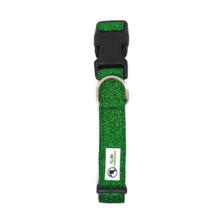 Bling Glitter Overlay Nylon Dog Collar Breakaway Buckle Small Green
