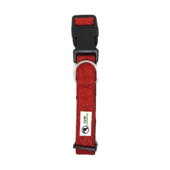 Bling Glitter Overlay Nylon Dog Collar Breakaway Buckle Small Red