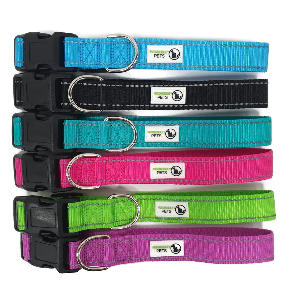 Nylon w/Reflective Stitching Dog Collar X-Large Black